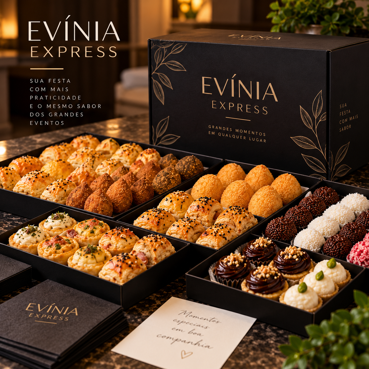 Produtos Evínia Express prontos para servir